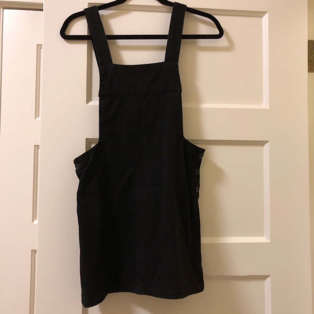 Black overalls mini skirt